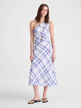 Ruched One-Shoulder Midi Dress